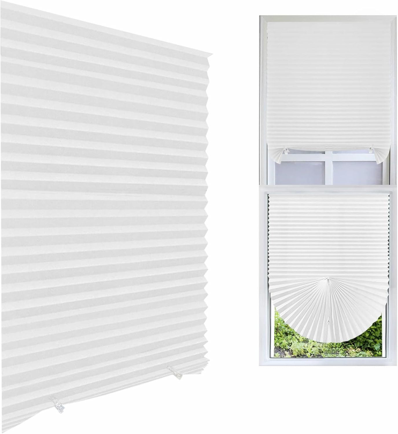 Cordless Blackout Pleated Fabric Shade Window Shades Blinds Darkening Temporary