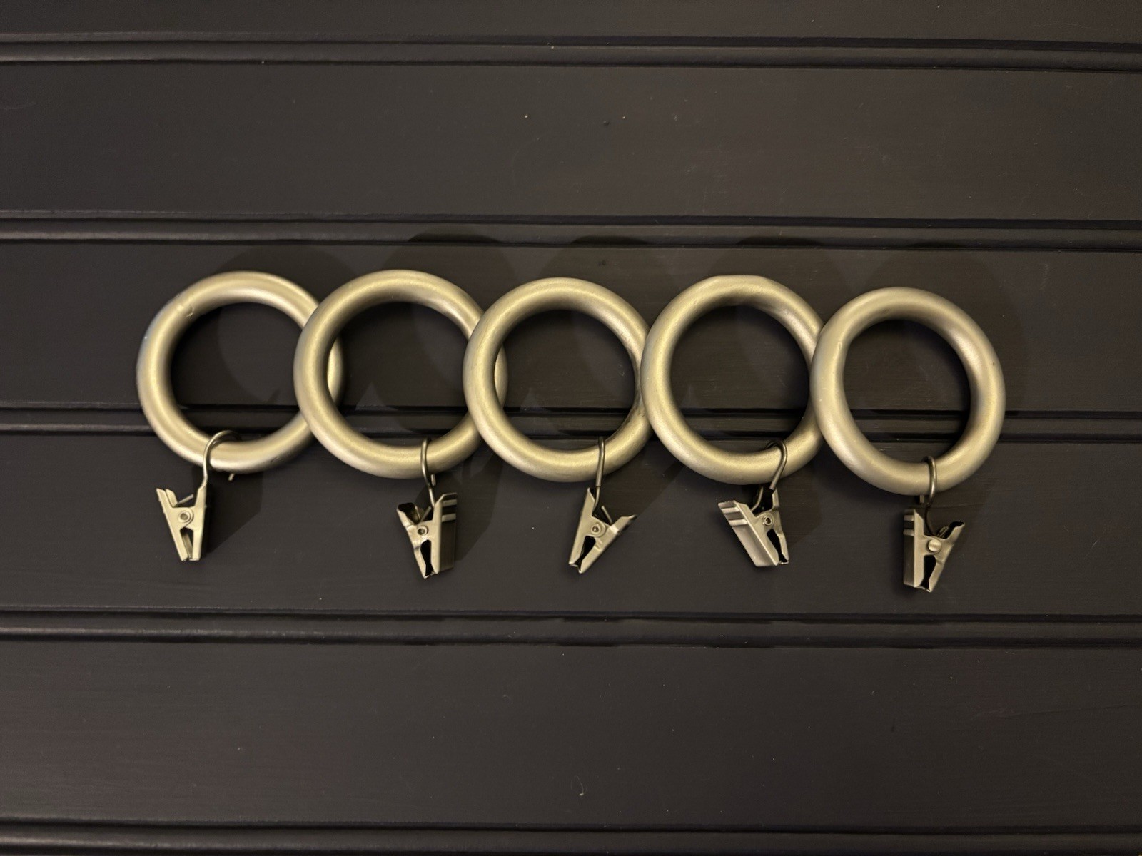 Set of 5 Pottery Barn Brushed Nickel Pewter Standard Small Clip Curtain Rings