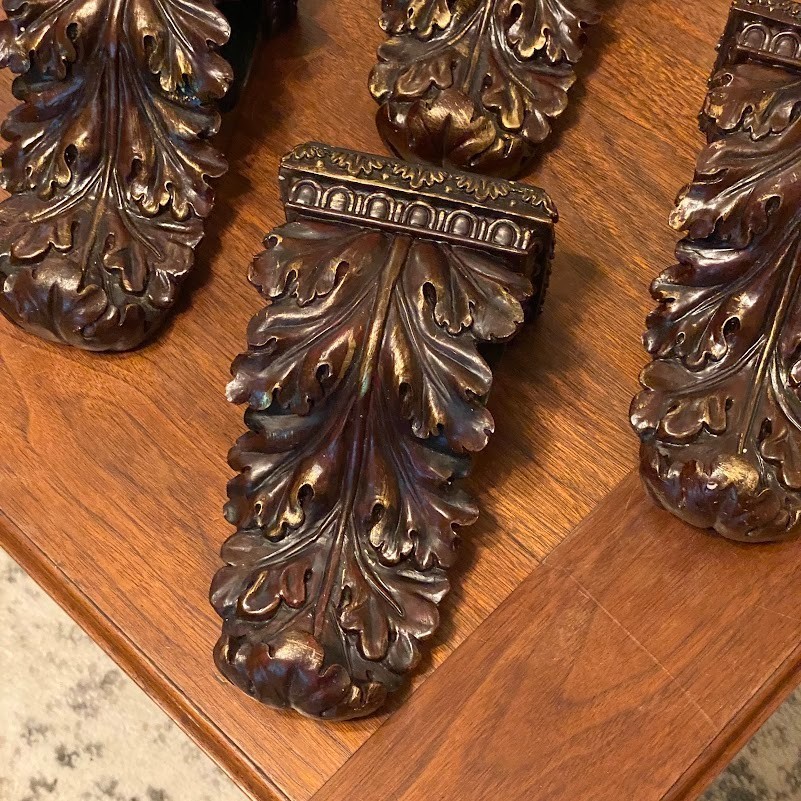 Wall Drapery Sconce Corbels Vintage Curtain Rod Swag Holders Bracket ~ Set of 4