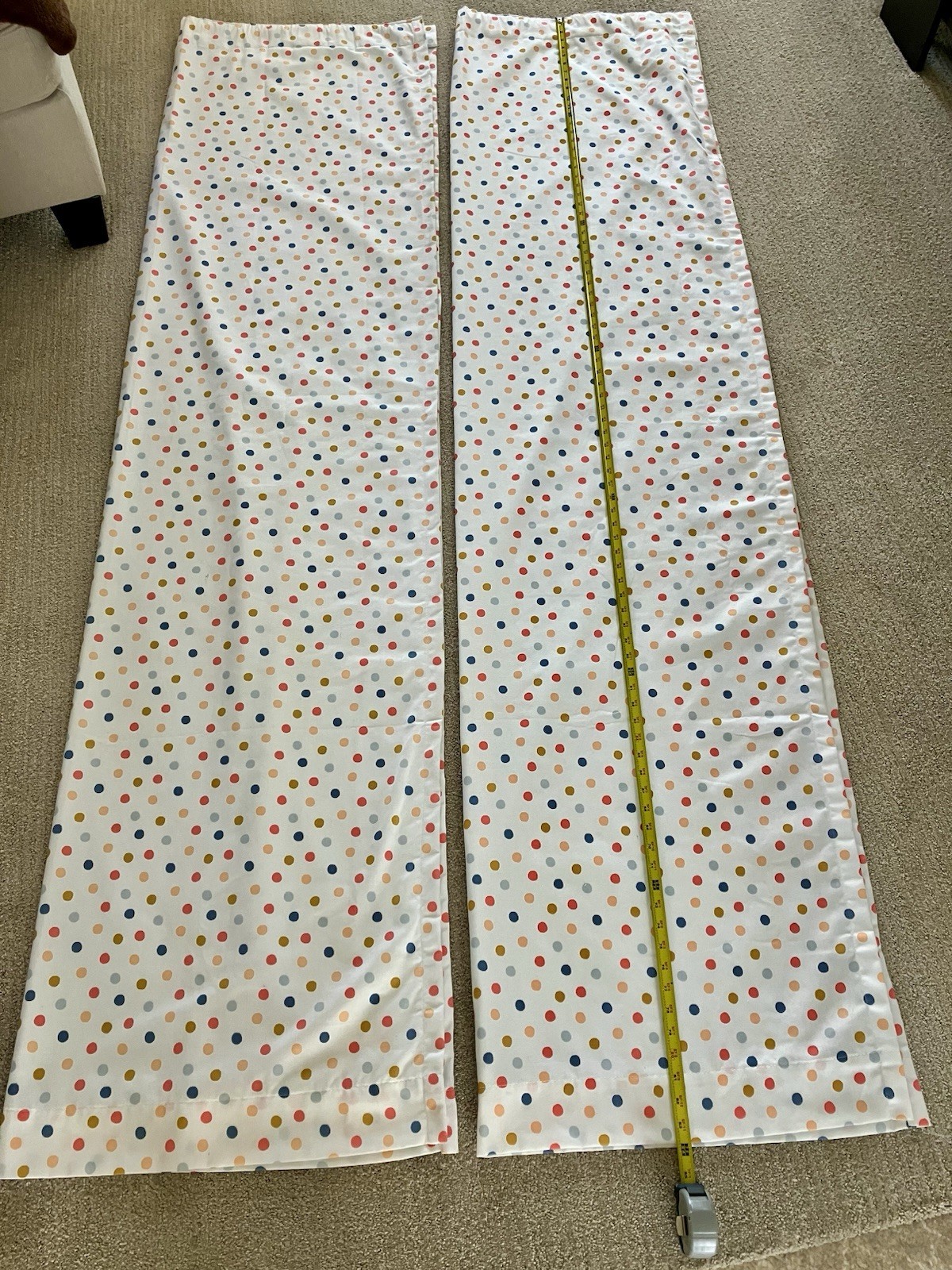 Pillowfort Lined White W/ Polka Dots Curtains 2 Panels 42×84