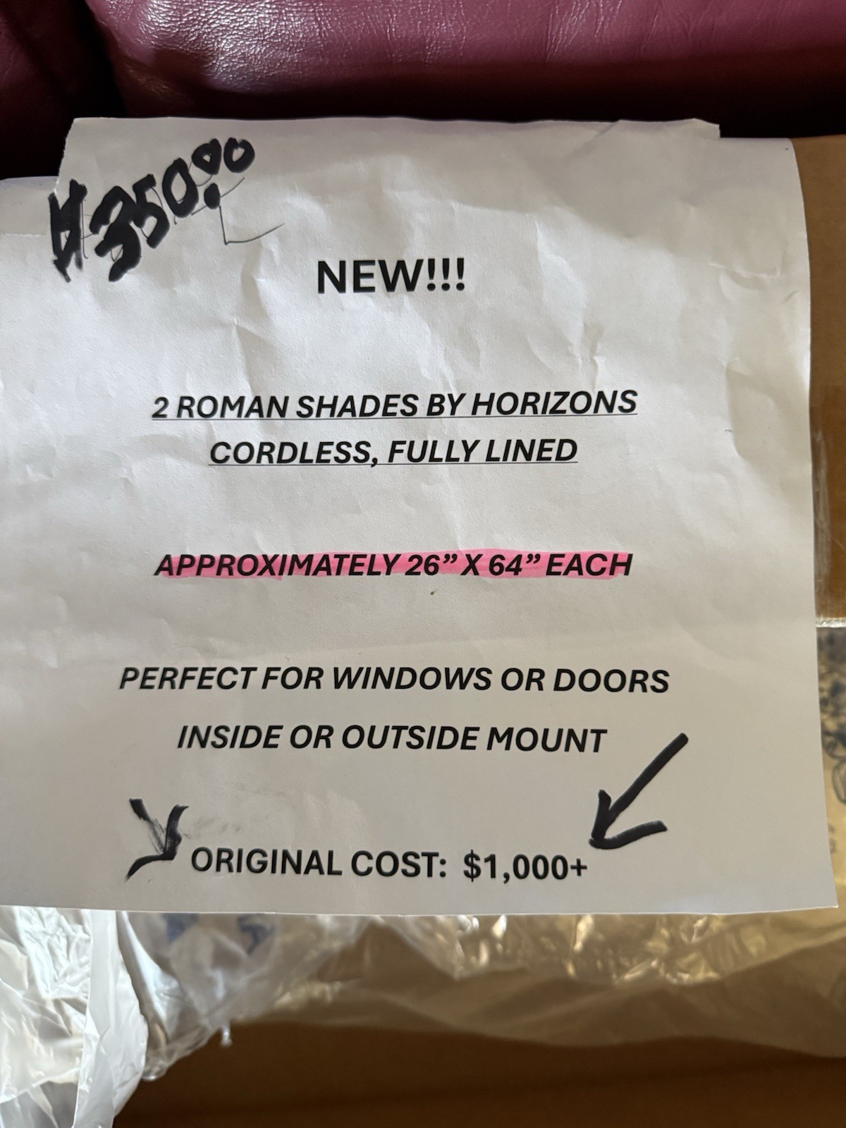 26 X 64 Approx. Shades By Horizon New In Box