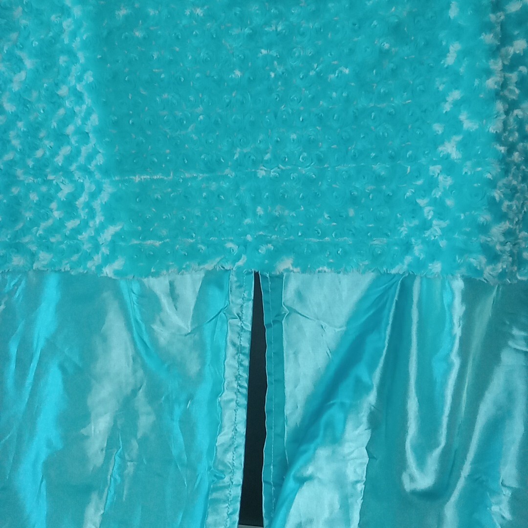 Girls Turquoise Curtain Lot 2 Window Treatments 53×84″Attached Panel–Plush Satin