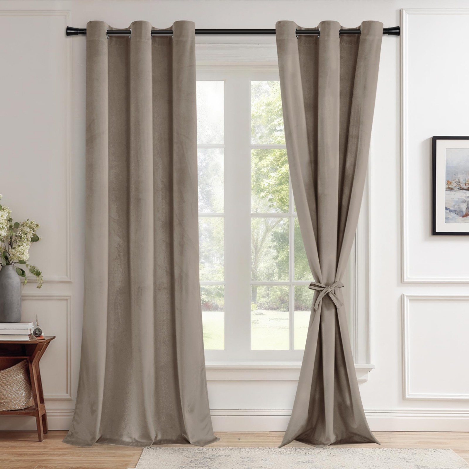 Jiuzhen Room Darkening Velvet Curtains 2 Panels Set Luxury Window Treatment