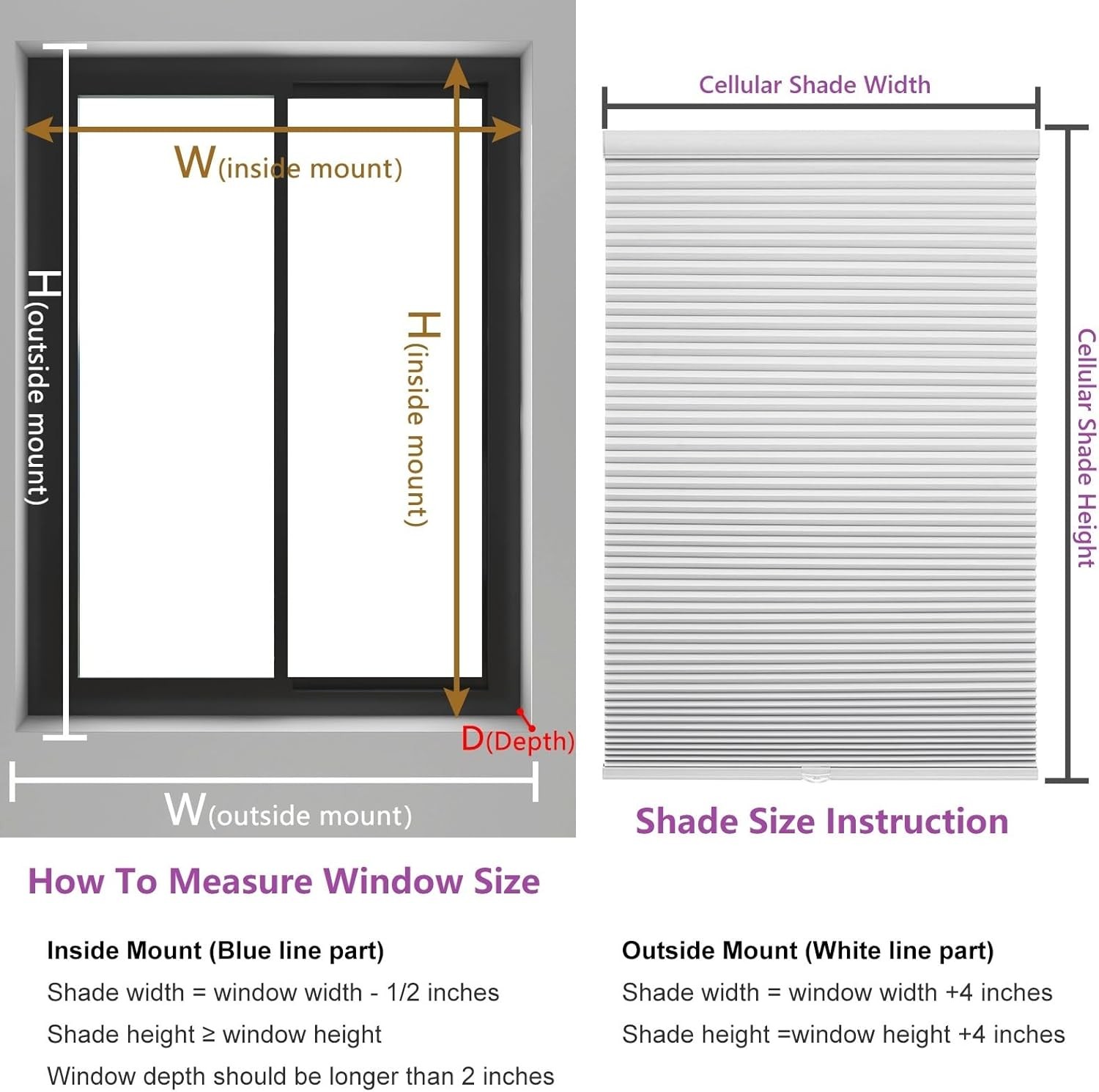 Changshade Cordless Cellular Shades Honeycomb Blinds Window Shades- Blackout