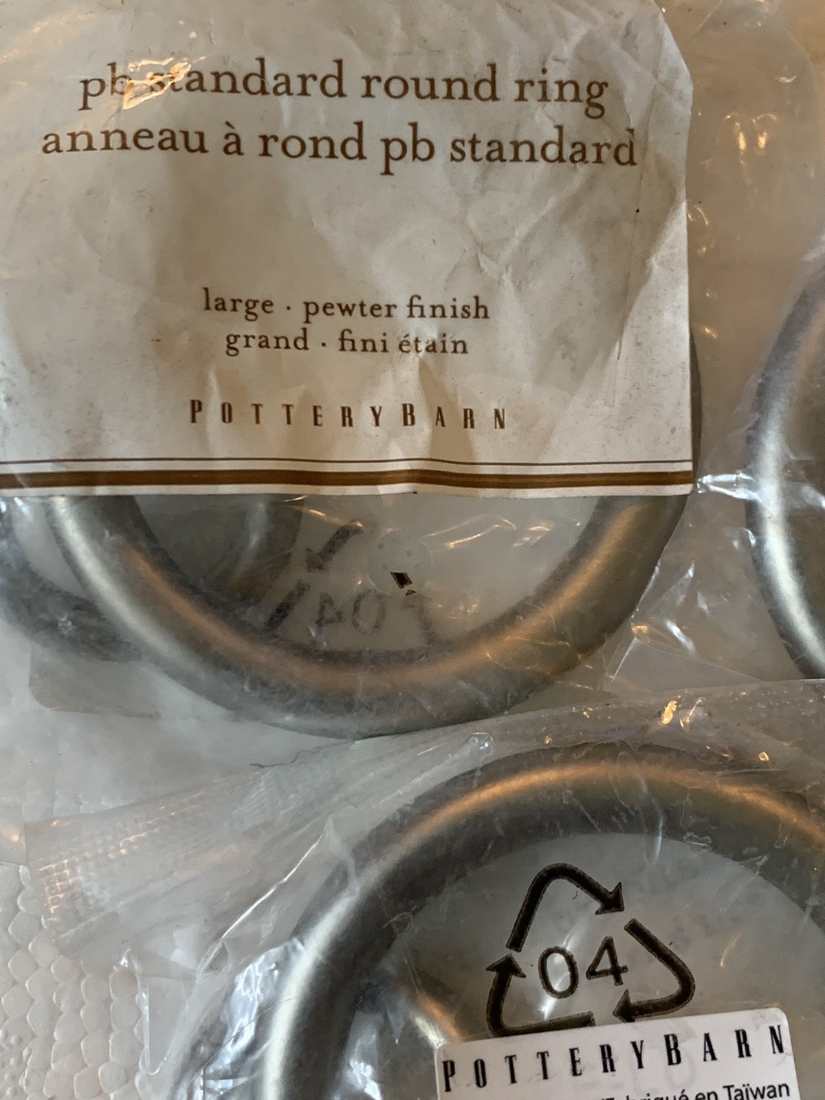 20 Pottery Barn Double Round Ring LARGE Curtain Rings Drapes PEWTER 2.5” Across