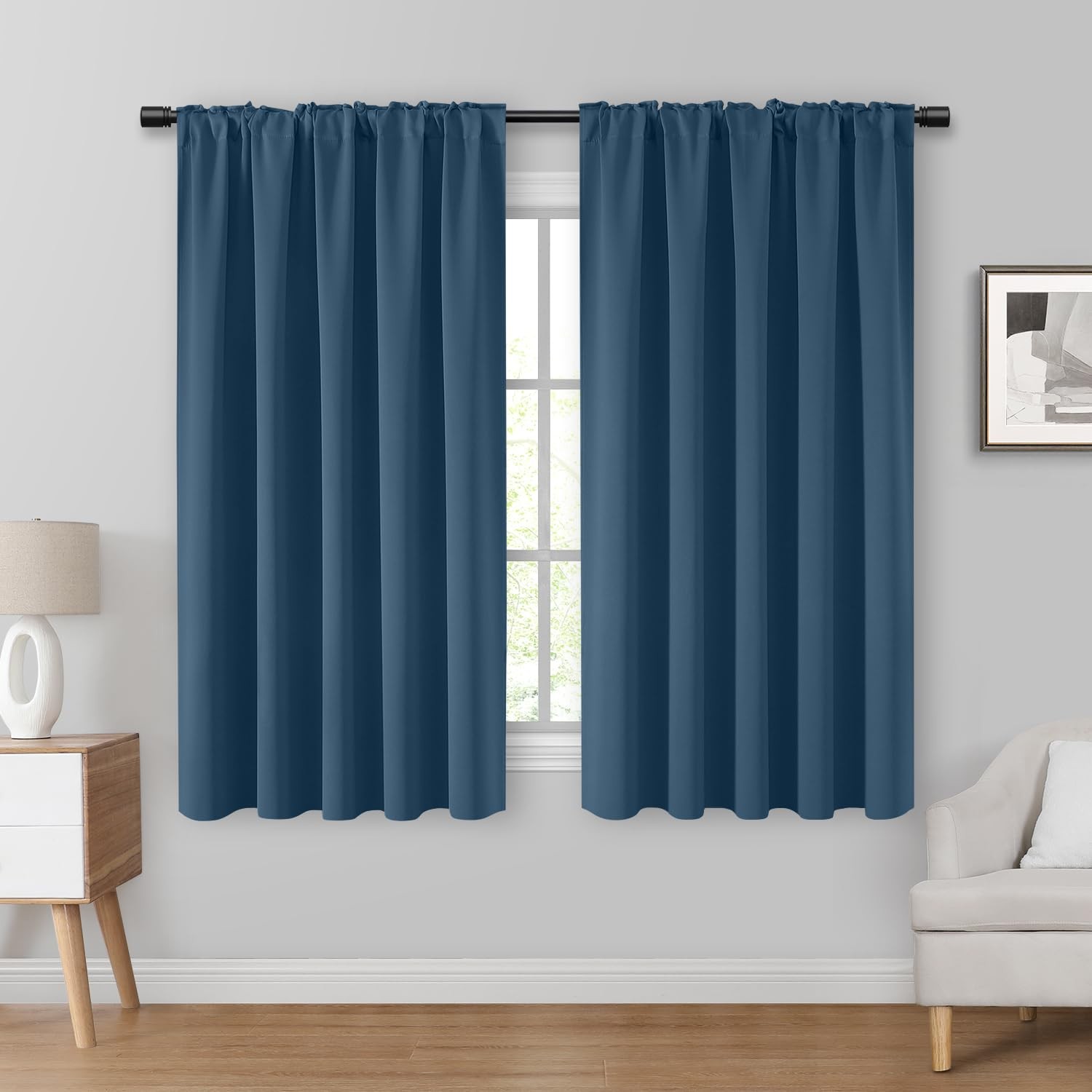 HOMEIDEAS Dark Teal Blackout Curtains 2 Panels Pinch Pleated W52 x L63