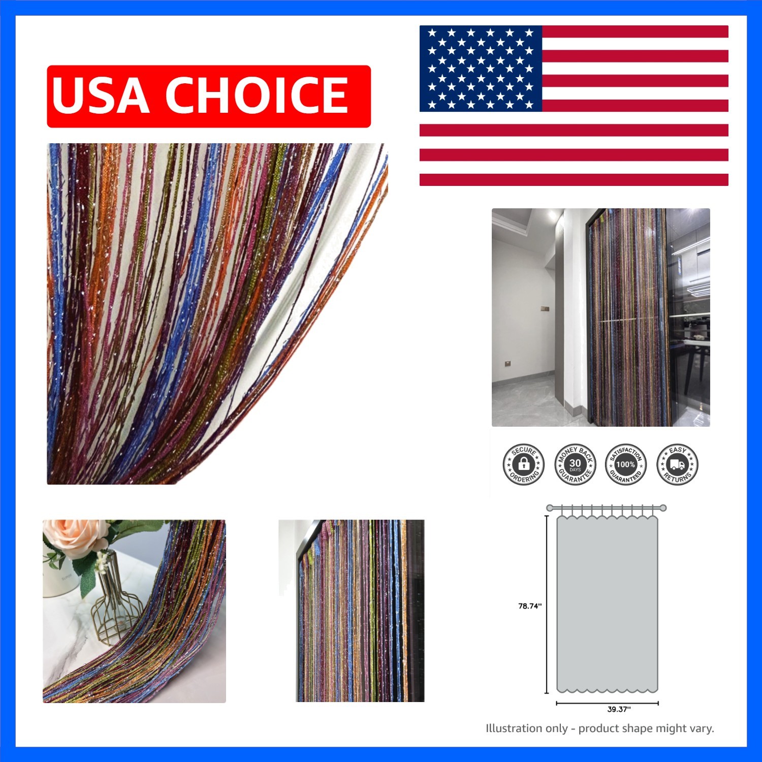 Decorative Door String Curtain Wall Panel Fringe Window Room Divider Blind Di…