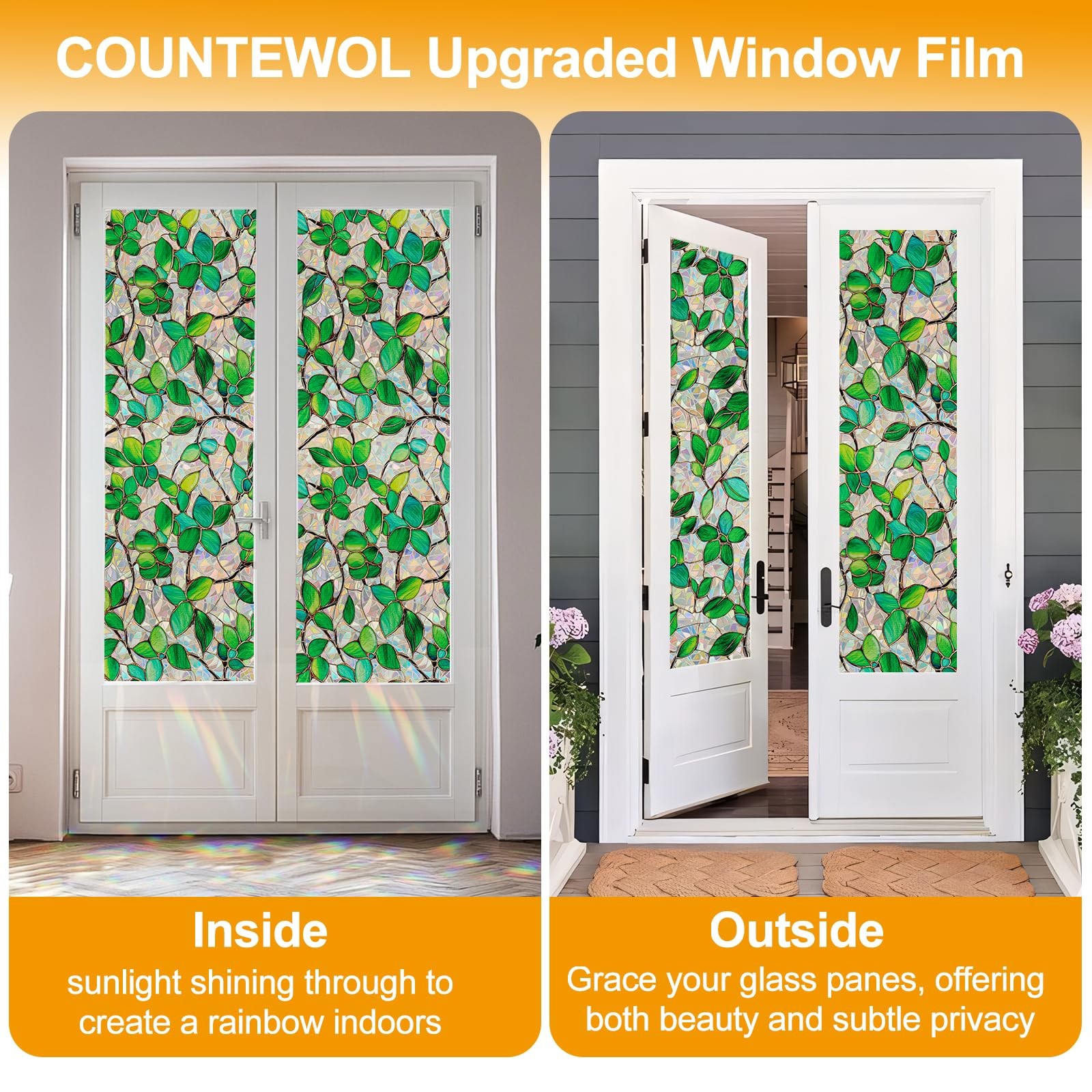 Window Privacy Film with Installation Tools Home Decorative Colored Glass Win…