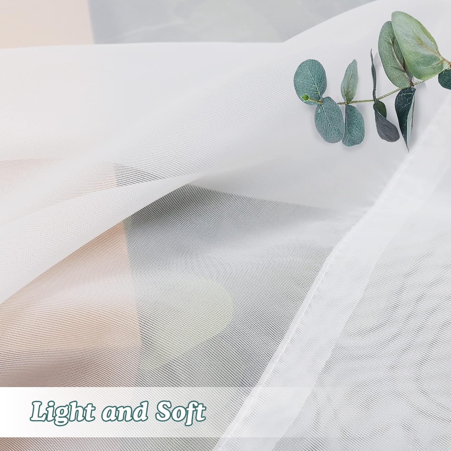 Sheer Tier Curtains 24 Inch Length Set, Small 42″W x 24″L (Pack of 2) White