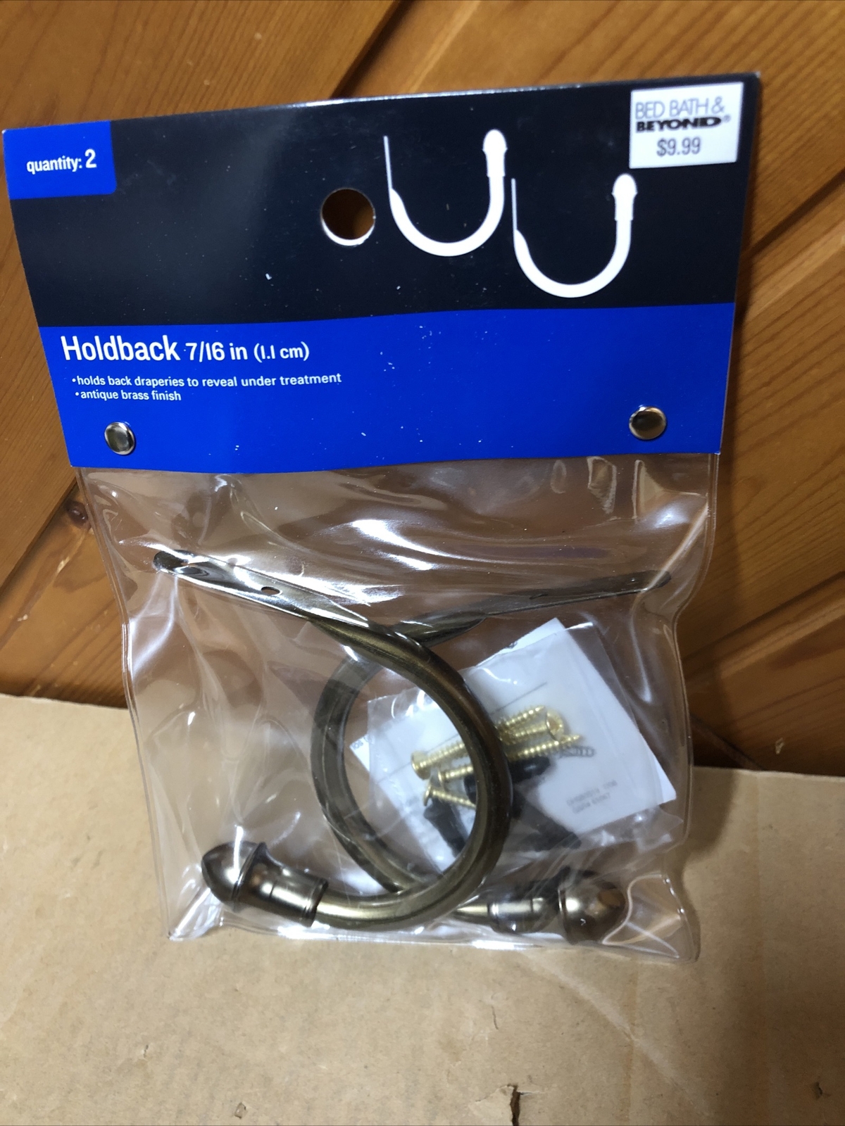 Bed Bath & Beyond Holdback Antique Brass Finish 7/16 in Brand New