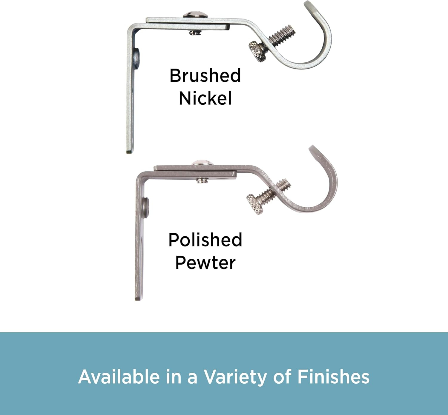 5/8″ Adjustable 2.5-3″ Curtain Rod Mounting Brackets, Set of 2, Polished Pewter