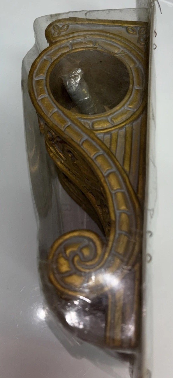 SET 2 Wall Drapery Sconce Corbels Curtain Rod Swag Holders Antiqued Gold 6×1.75”