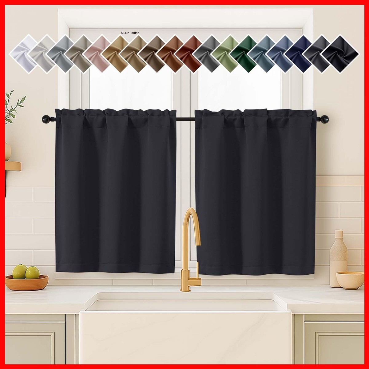 Ovzme Black Blackout Curtains For Small Window Treatment Light Blocking Short