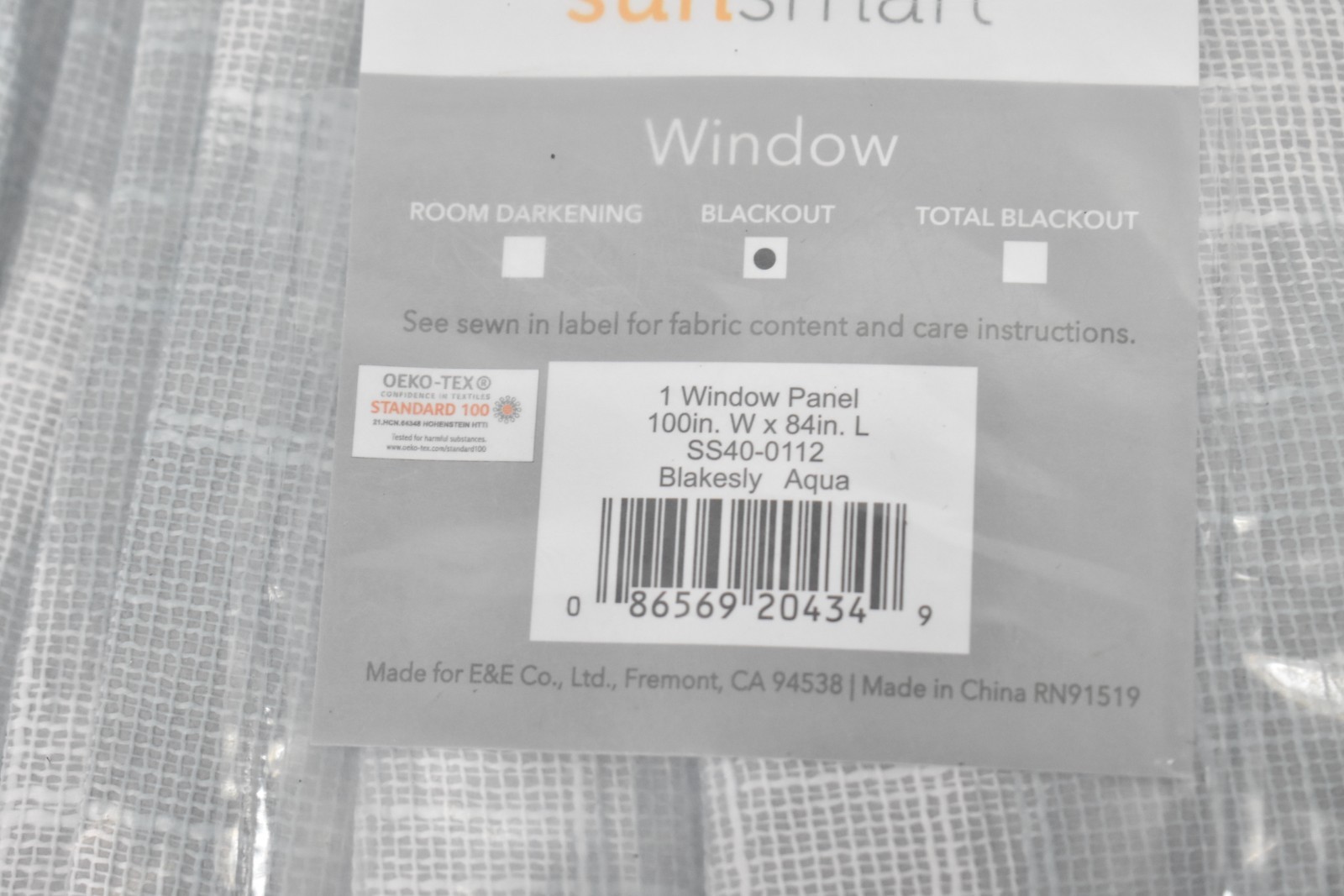 SunSmart Window Blackout Curtain Panel Single Panel 100″ W x 84″ L Aqua