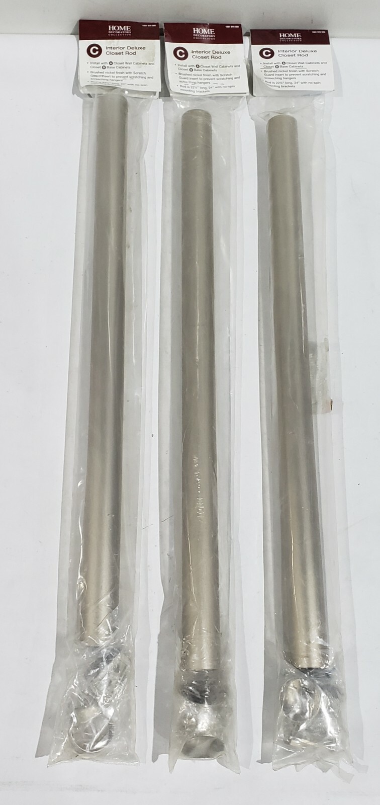 Home Silent Slide Hanging Rod Kit in Brushed Nickel (LOT of 3) TCR22.5-SN-HDC