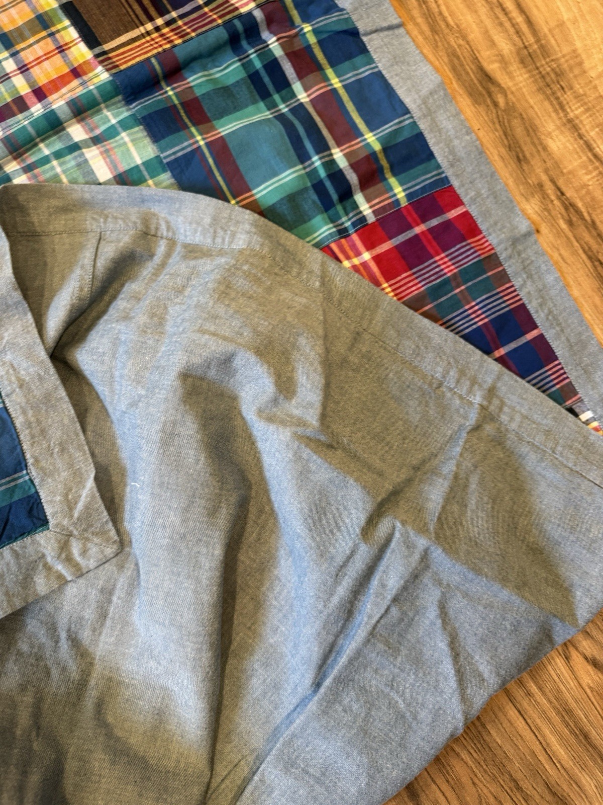 Vtg Ralph Lauren Patchwork Madras Plaid Shower Curtain Cotton Americana EUC70x72