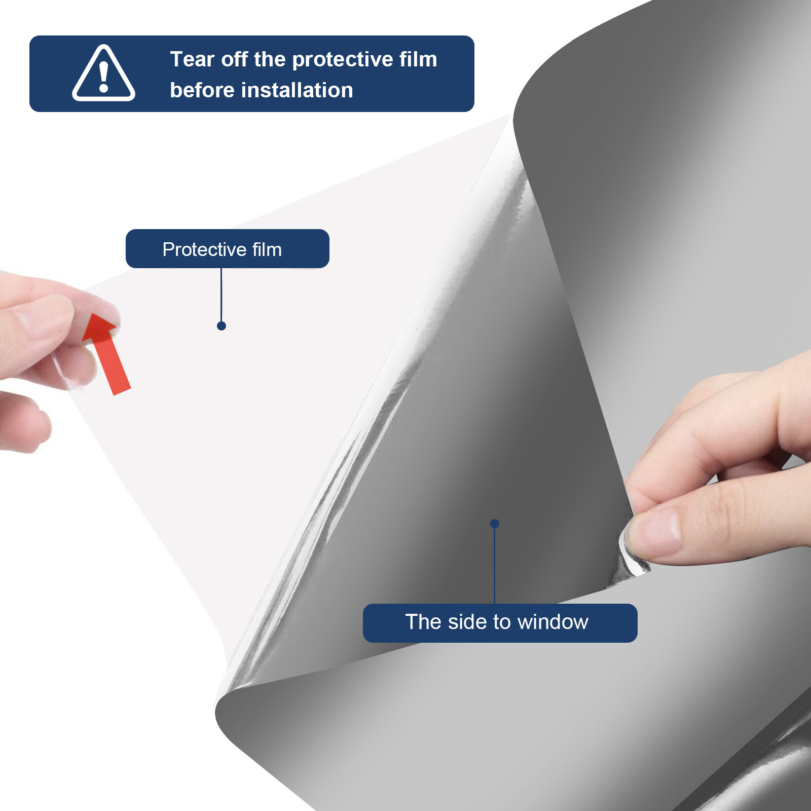 One-Way Mirror Window Film Heat UV Reflective Privacy Tint Foil for Home Office