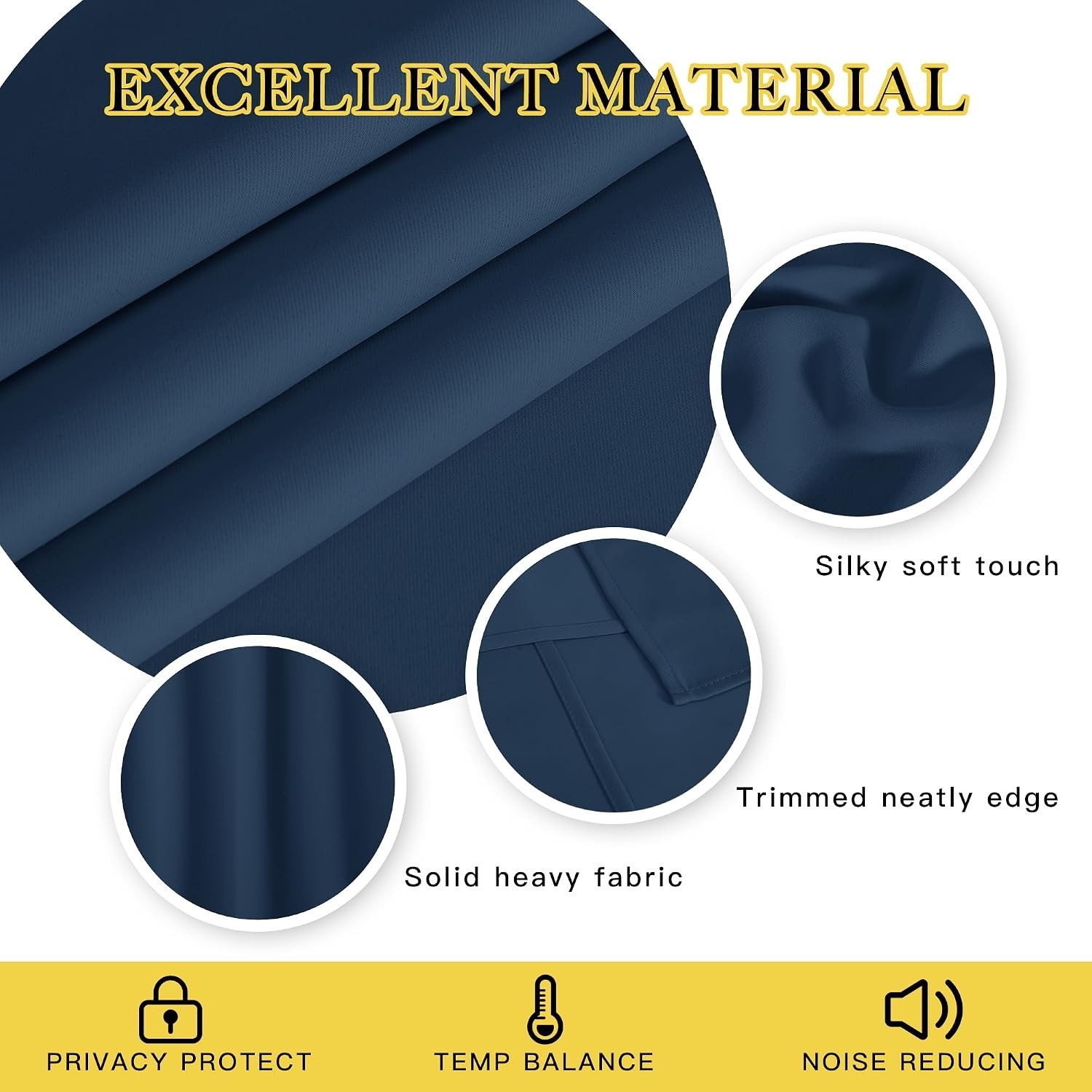 100” Wide Moroccan Blue Blackout Drapes for Patio Doors, Noise-Reducing Design