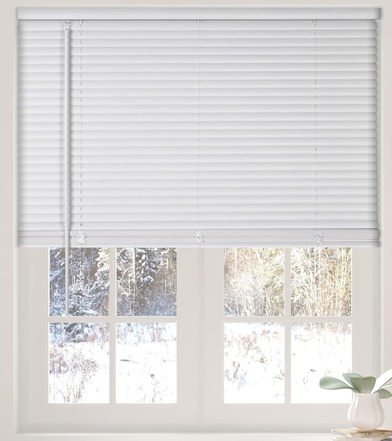 1” Cordless Vinyl Mini Blinds, White, 36″ W X 60″ H (04MV236060