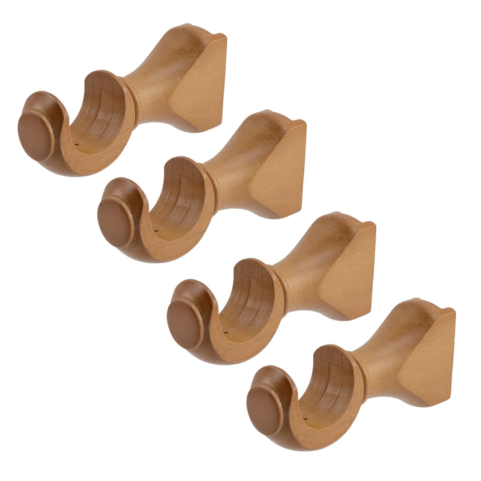 4 PCS Wood Color Curtain Rod Support Bracket Hooks 13/8 Inch 35mm Dia Mount