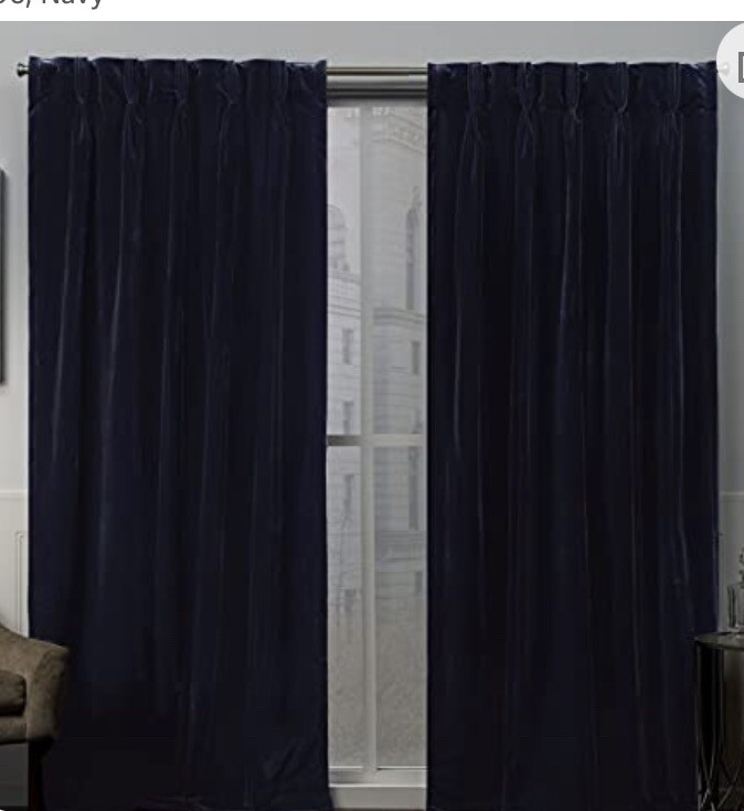 NEW Exclusive Home Curtains Velvet Navy 2-54x84inch (137x213cm) EH8296-02 2-84g