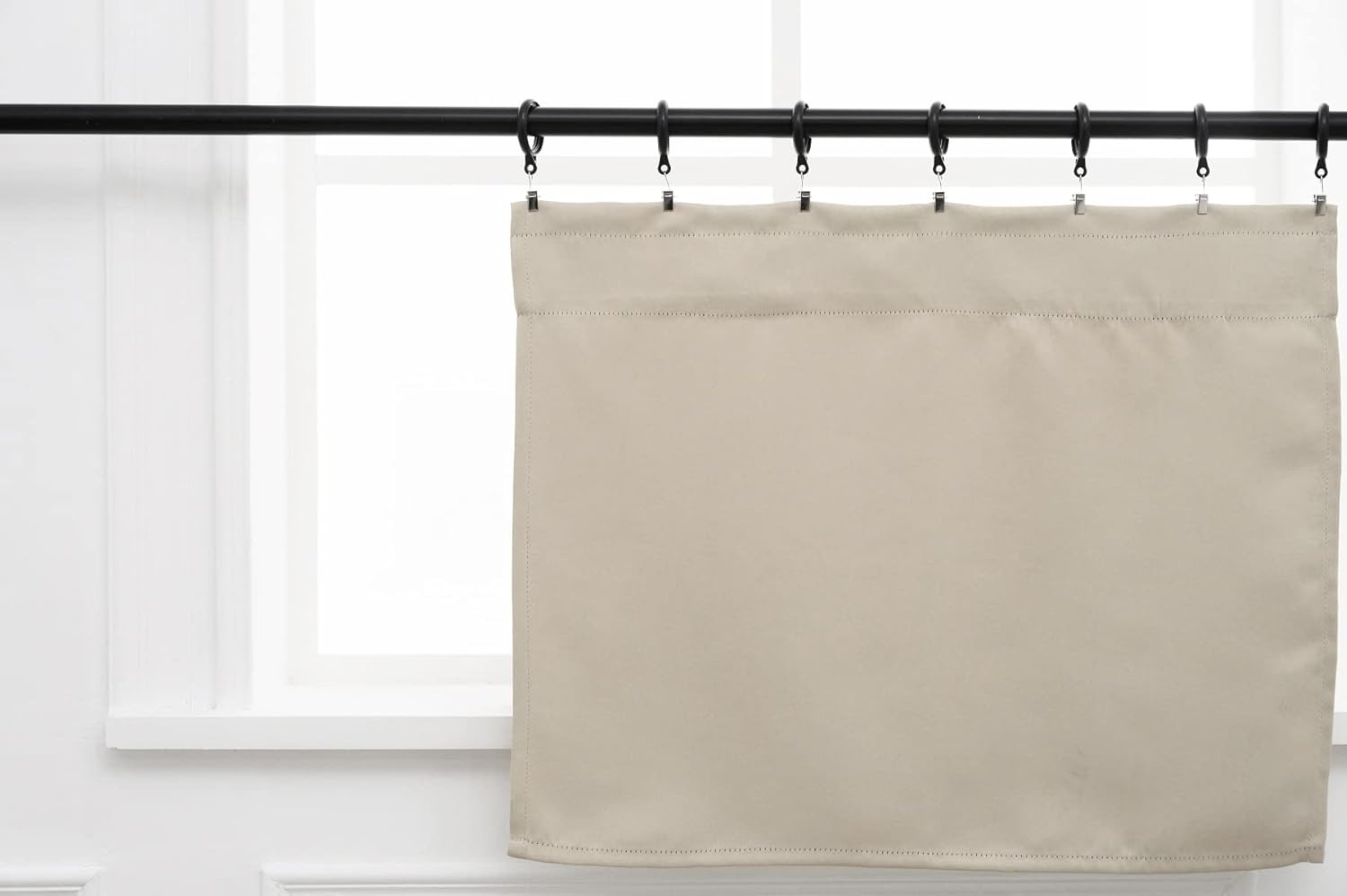 Blackout Kitchen Curtain 20 Inches Long, Rod Pocket Cafe Tier Curtains for Small