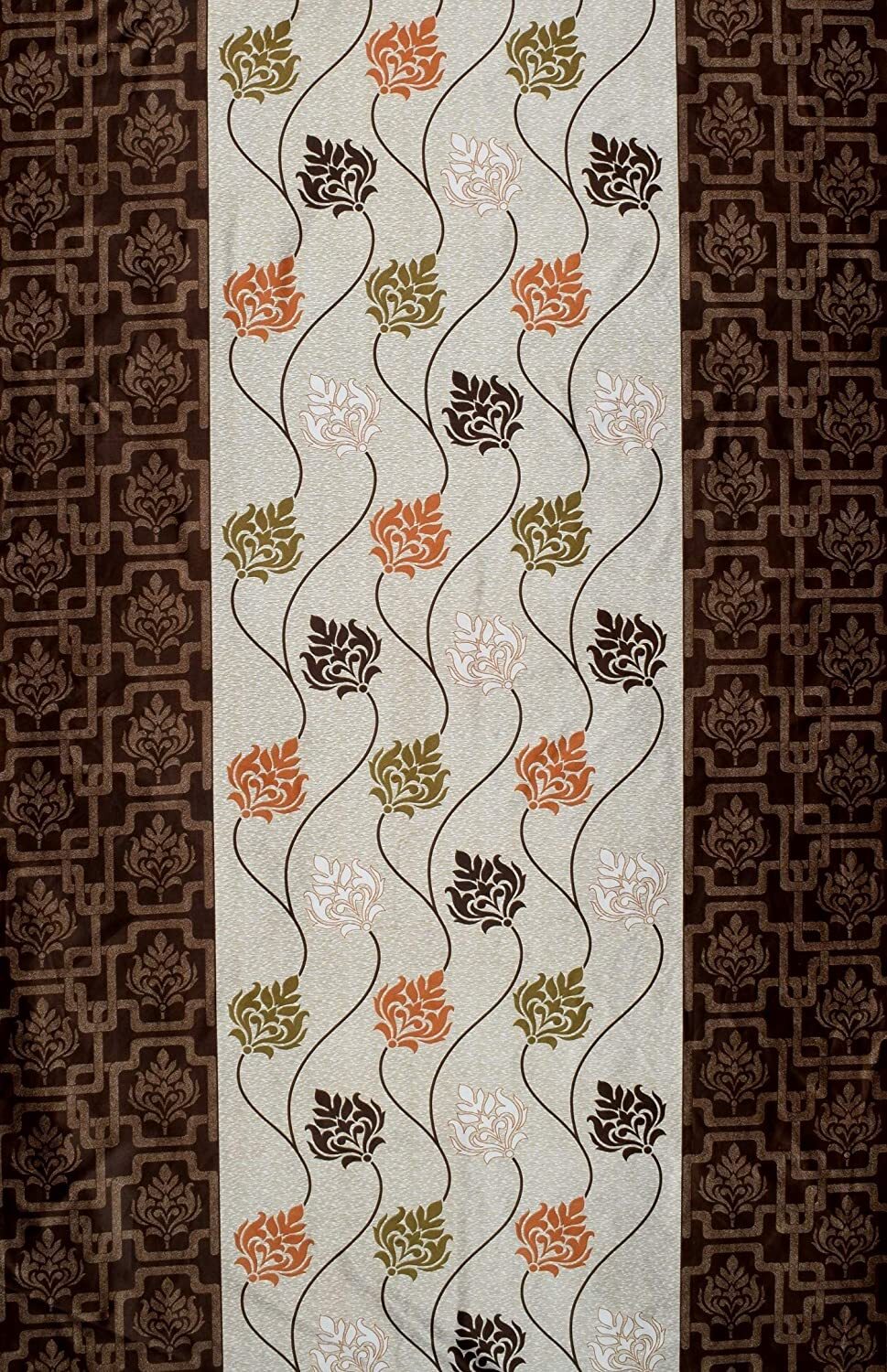 2 Piece Premium Floral Eyelet Polyester Door Curtains 7Ft – Brown (Ca)