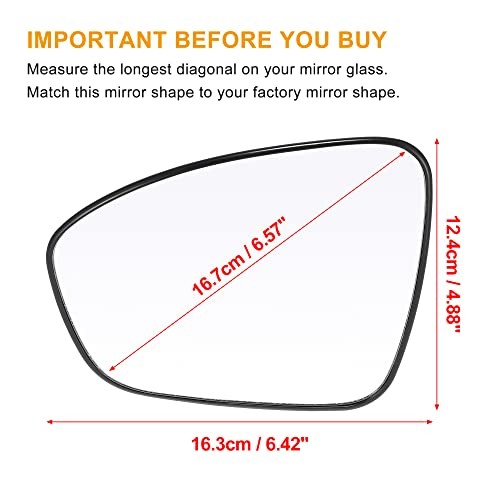 Car Rearview Left Driver Side Heated Mirror Glass Replacement with Backing