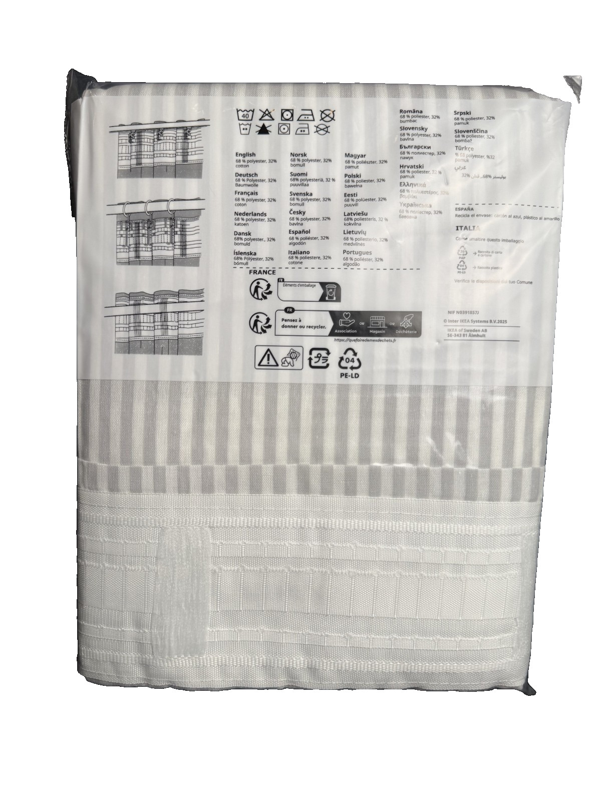 IKEA BYMOTT 2-Panel Drape Curtains 47″x98″ Striped Light 004.666.83-NEW