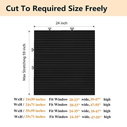 Window Blinds Cordless Blackout No Drill Cut to Size 24″W x 59″H Black – 1 Pack