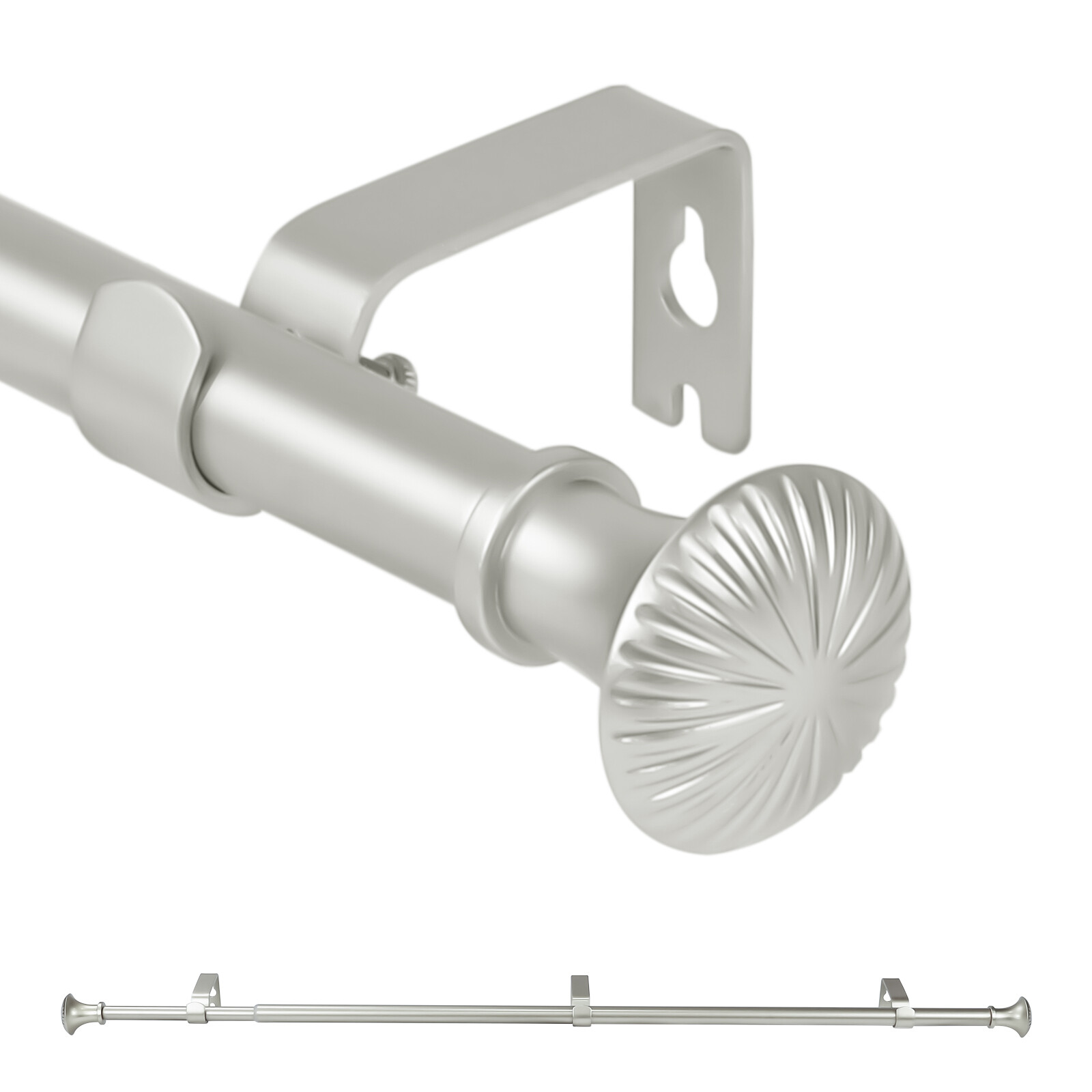 5/8″ Adjustable Single Curtain Rod with Trumpet Finial, 28″-48″/”48-84″/”84-120″