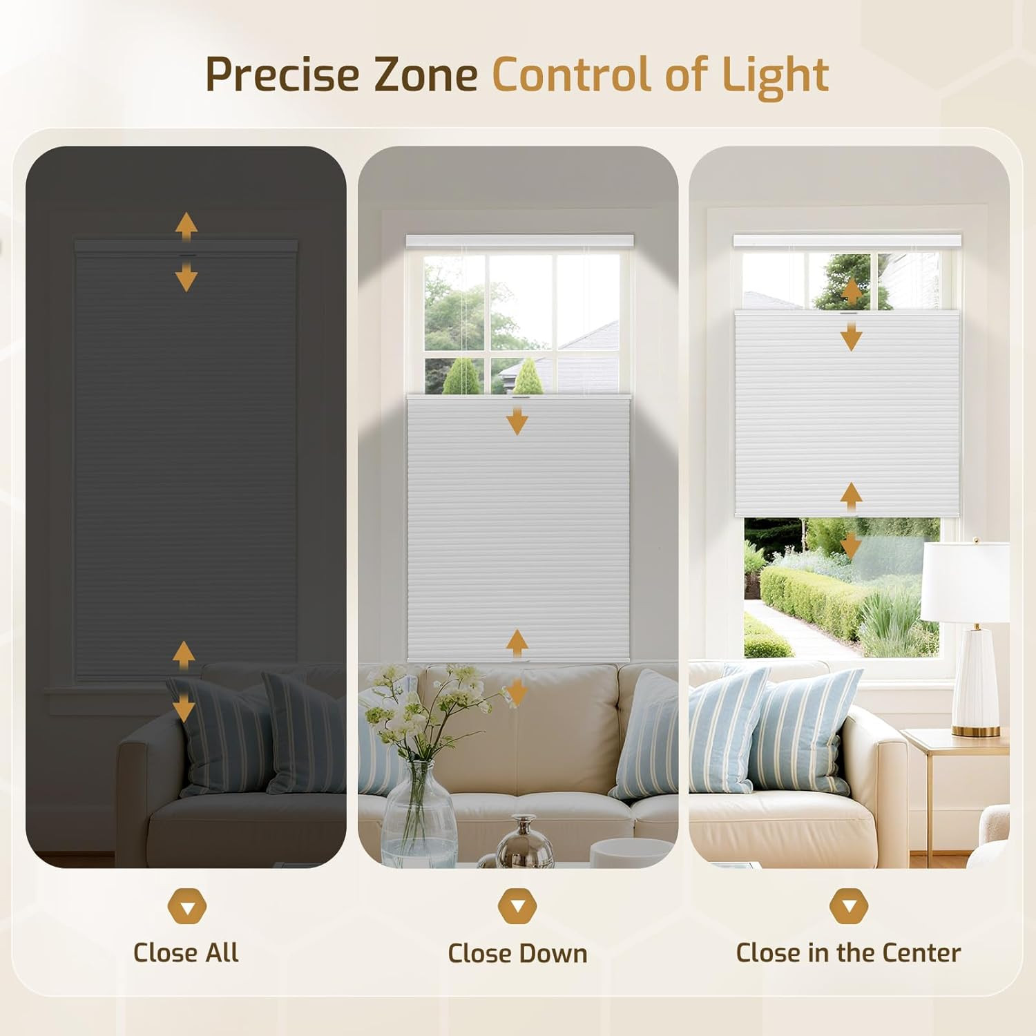 No Drill Top down Bottom up Cellular Shades, 1.5 Inch Large Cell Cordless Blacko