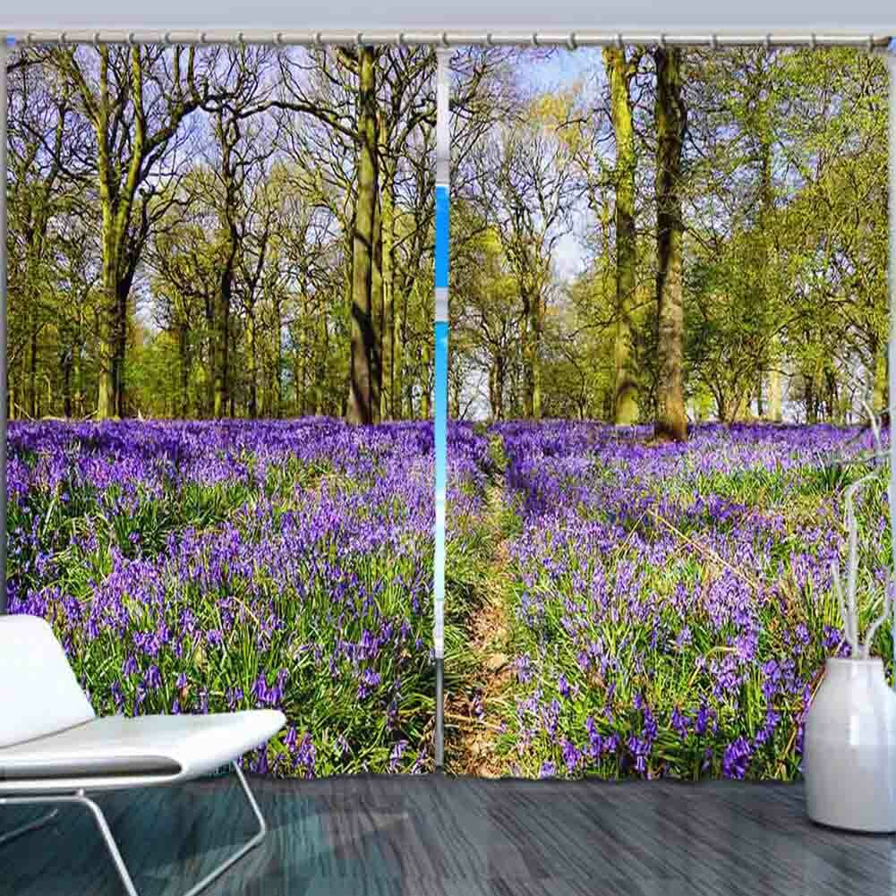 Purple Lavender Relax 3D Curtain Blockout Photo Printing Curtains Drape Fabric