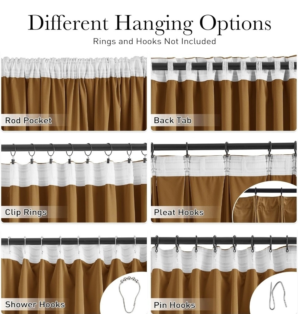 Gold Brown Blackout Velvet Curtains 96 Inches Long Thermal Insulated Room Darken
