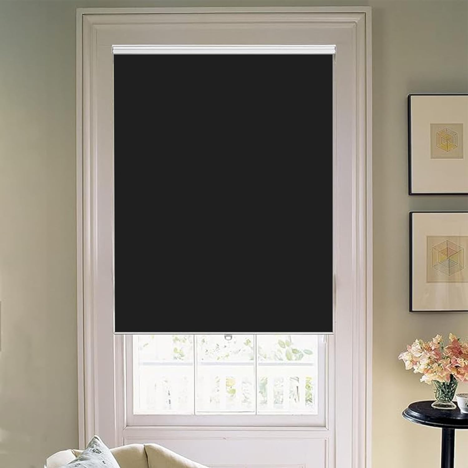 100% Blackout Roller Shades for Windows, Cordless Window Shades, Black Window Sh