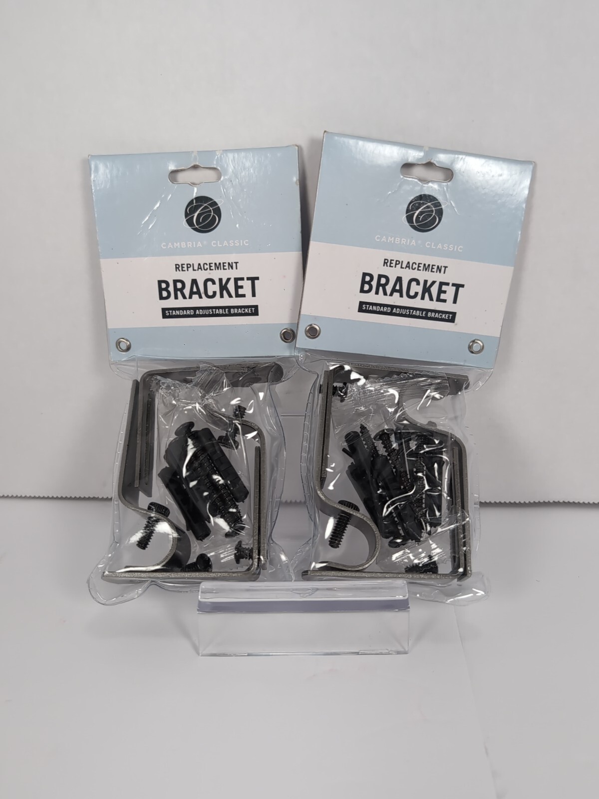 Cambria Adjustable Graphite Rod Brackets, Set of 2, 2.5-3.5 Inches w/ screws NEW