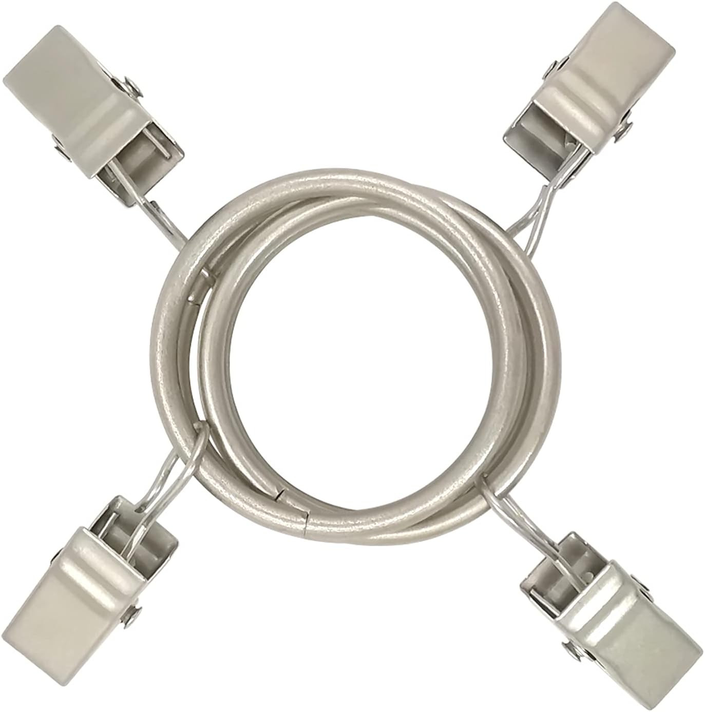 40-Pack Matte Silver Curtain Rings with Clips, 1.26″ Interior Diameter