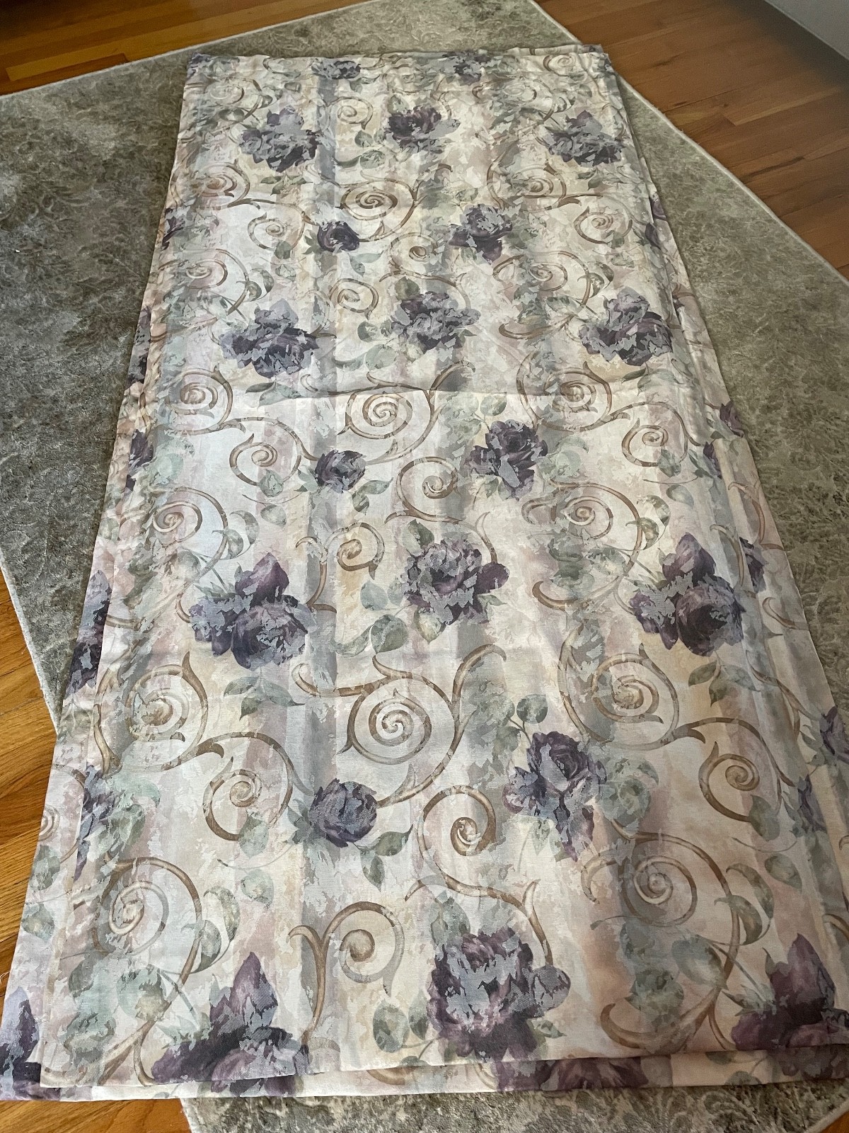 4 pce Croscill Chambord Cassis Original Matte Drapes Purple Rose Roses 80″L