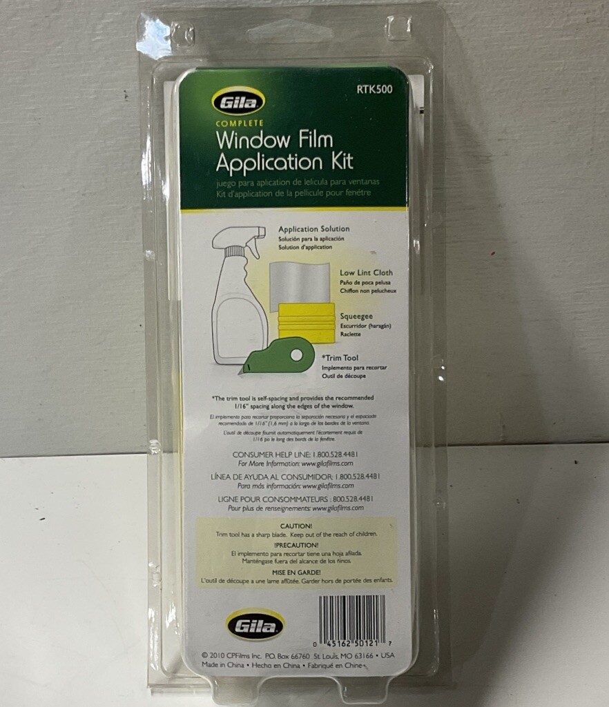 Gila Complete Window Film Application Kit Solution – Cloth – Trim Tool & Squeege