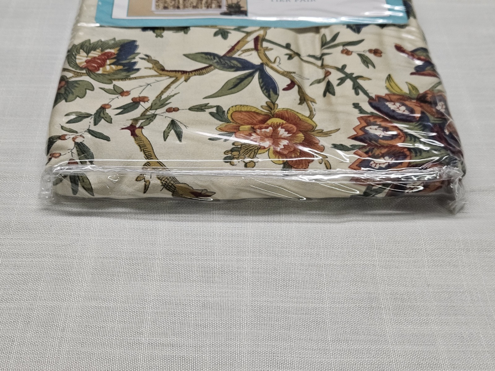 Waverly FELICITE Creme Red Gold Blue Green Floral TIER PAIR Farmhouse 30×36