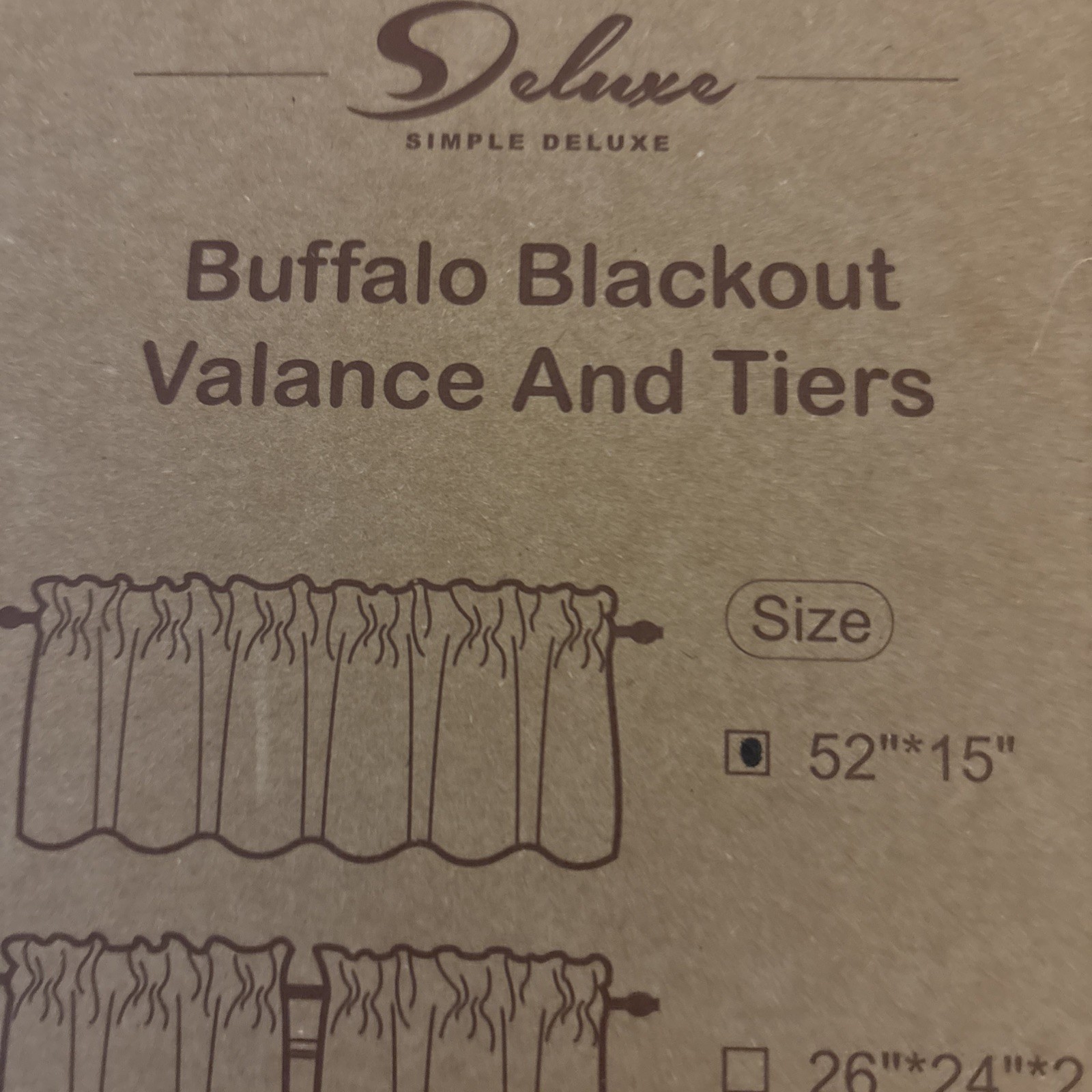 Simple Deluxe Buffalo Plaid Blackout Valance & Tiers 52”W x 15” White and Black