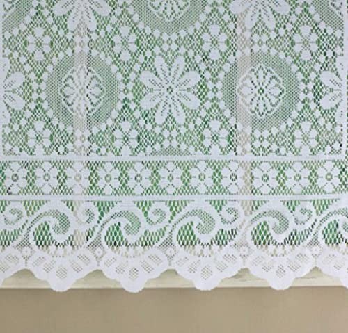 Elegant White Lace Balloon Shade, 59″W x 63″L, Light Filtering Window Treatment