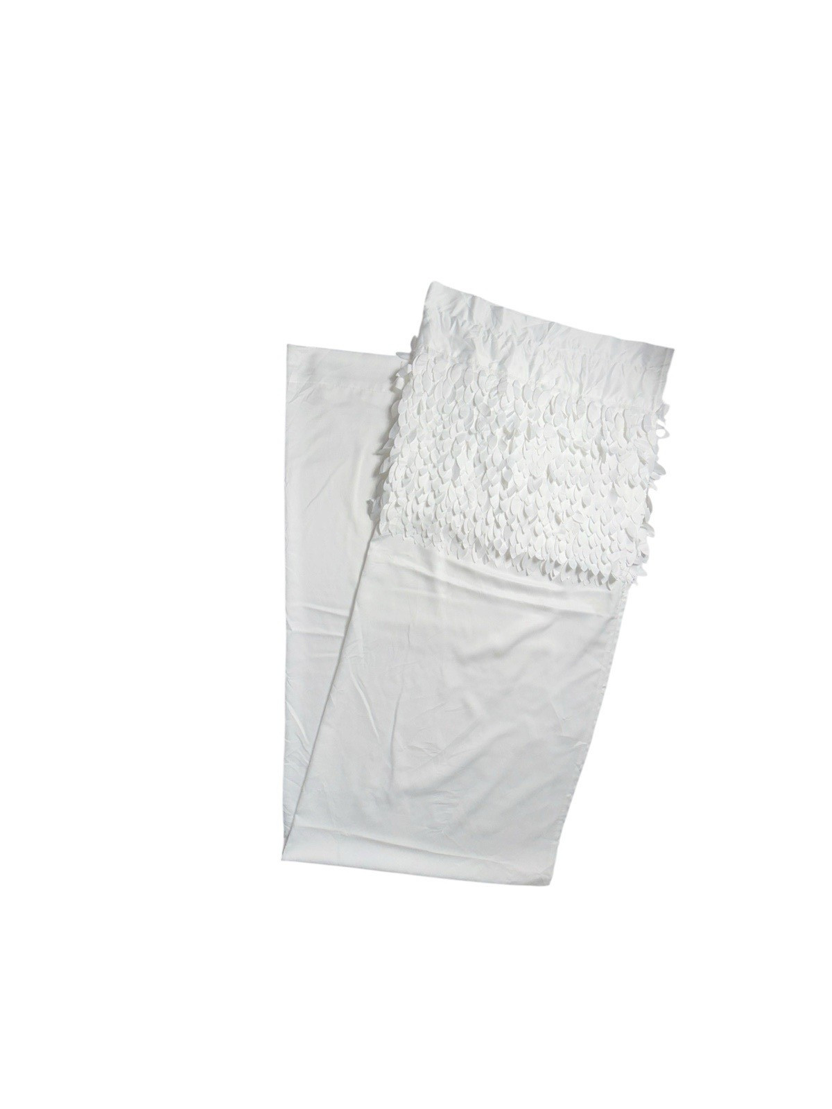 Set of 4 White Leaf Fringe Curtains Panels Drapes 84 Long 3D Unique Style