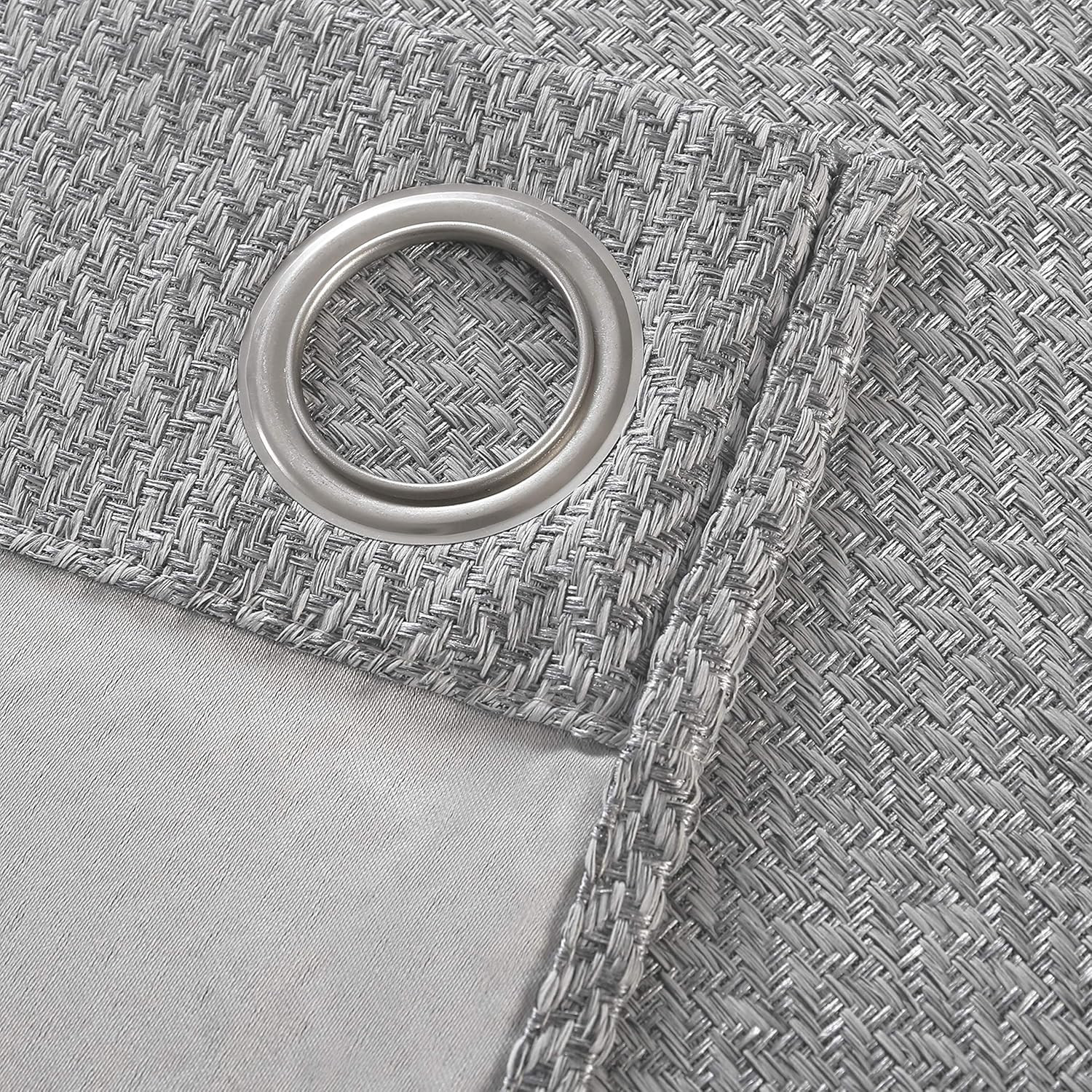Boston Woven Herringbone Textured 3D Designed Blackout Curtain Panel Pair or Bed