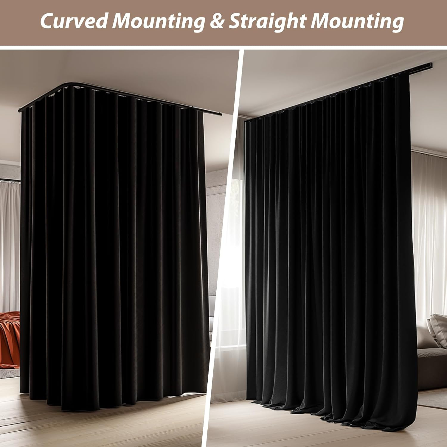 Room Divider Curtains with Ceiling Curtain Track Set Window Curtain