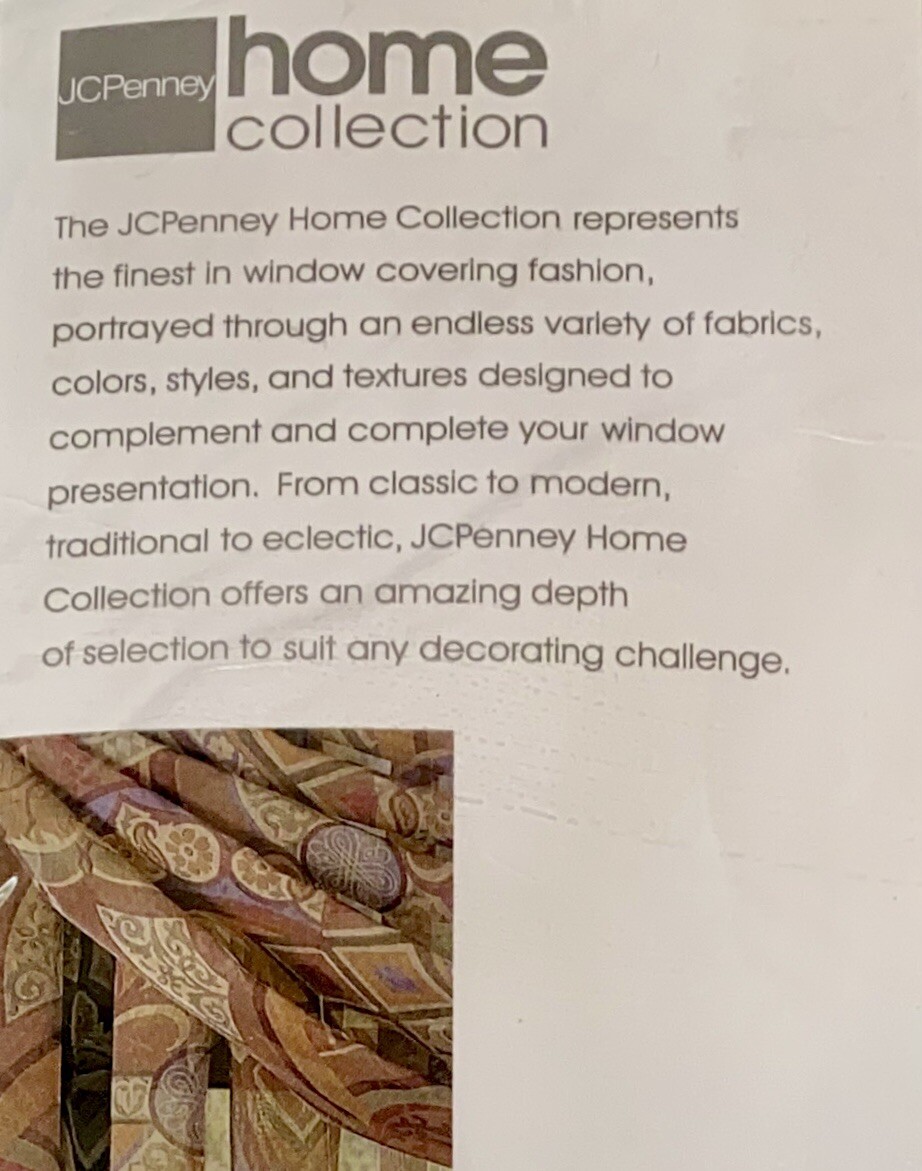 JC Penny Home Collection Set (2) Sheer Scarf Valance Lucien Print 58” X 216” NEW