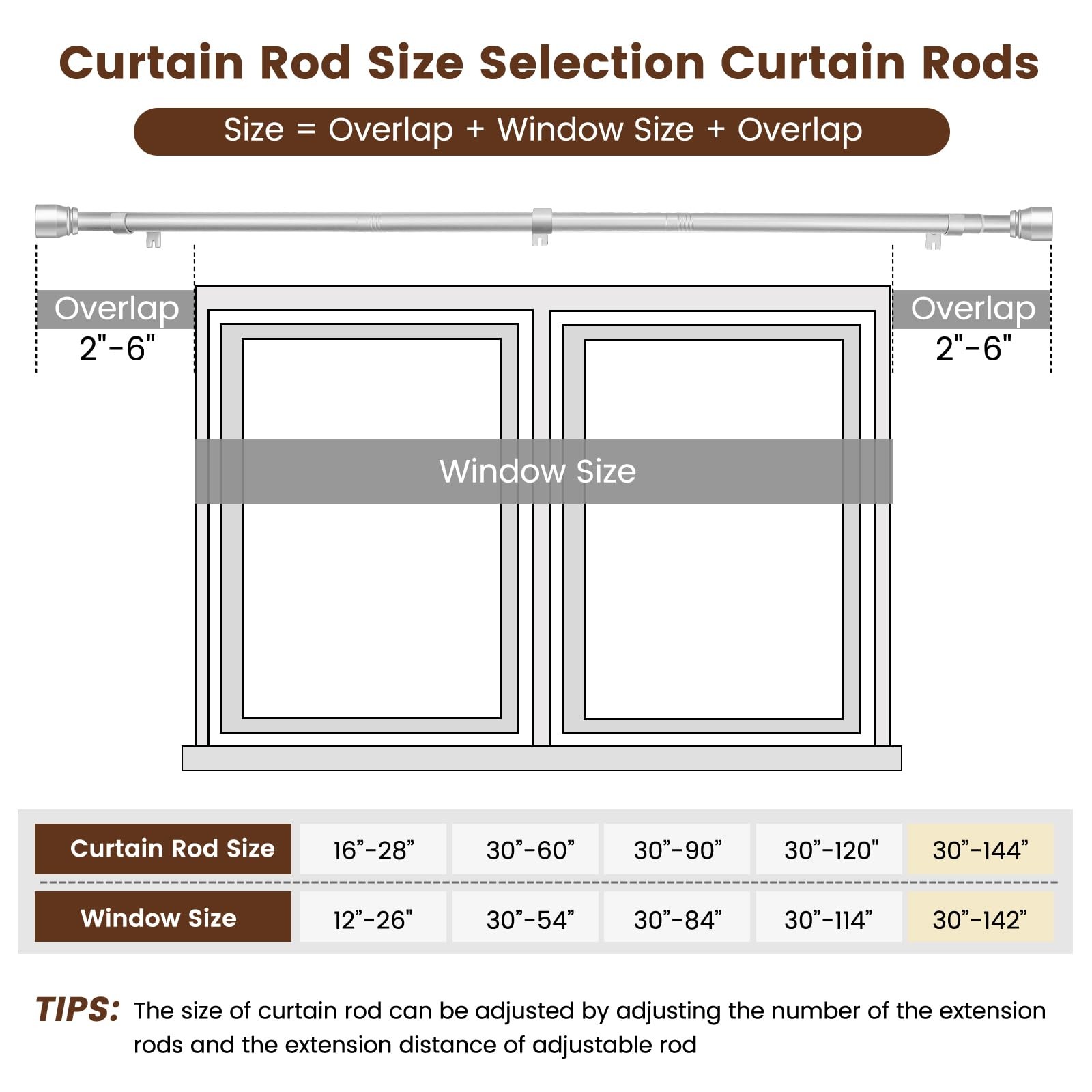 Silver 1 Inch Heavy Duty Splicing Extra Long Window Curtain Rod 30144″