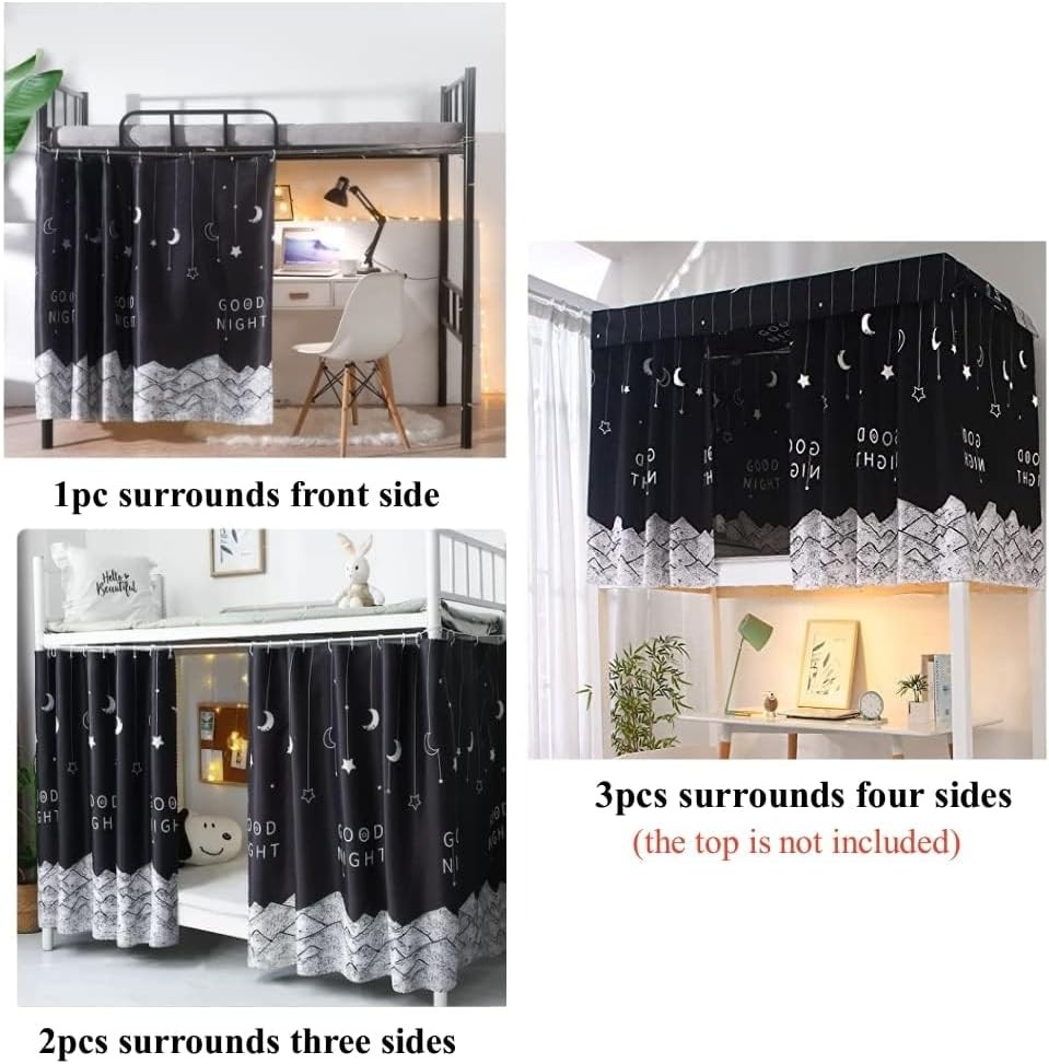 2 Pieces Upper/Bottom Bunk Bed Curtains Dorm Home Blackout Bed Cloth Curtain