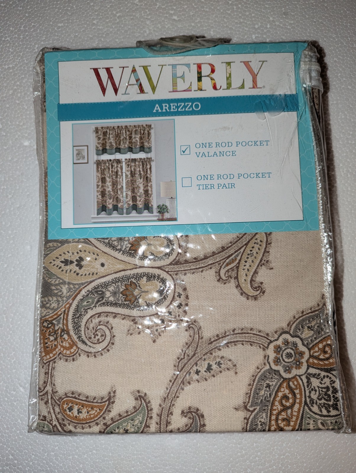Waverly Arezzo One Rod Pocket Valance 52″ X 18″ Paisley 100% Cotton New