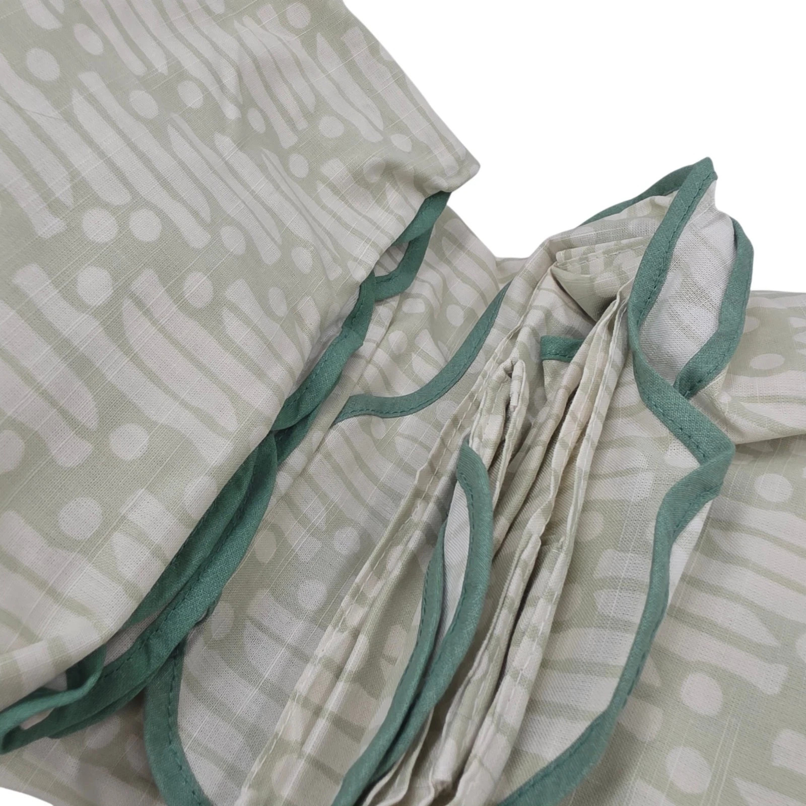 NEW West Elm Set of 2 Batik Scallop Curtains Green 48×96 Cotton Window Panels